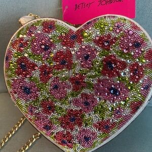 Betsey Johnson Crystal Heart Crossbody Purse